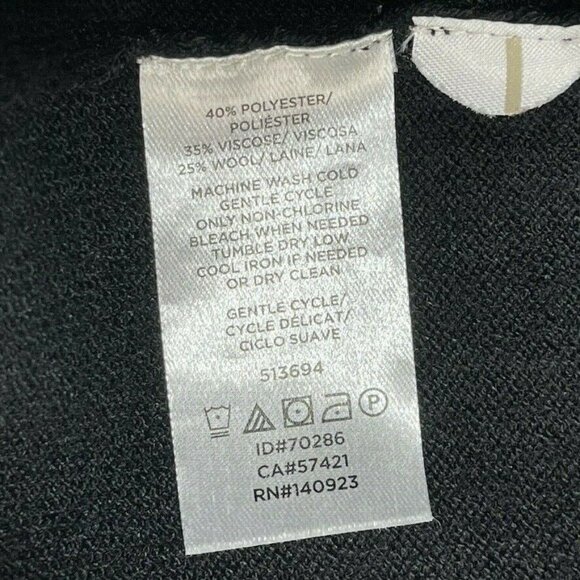 Ann Taylor Loft Black Long Sleeve Dress With Striped Cuffs & Ties - Picture 7 of 8